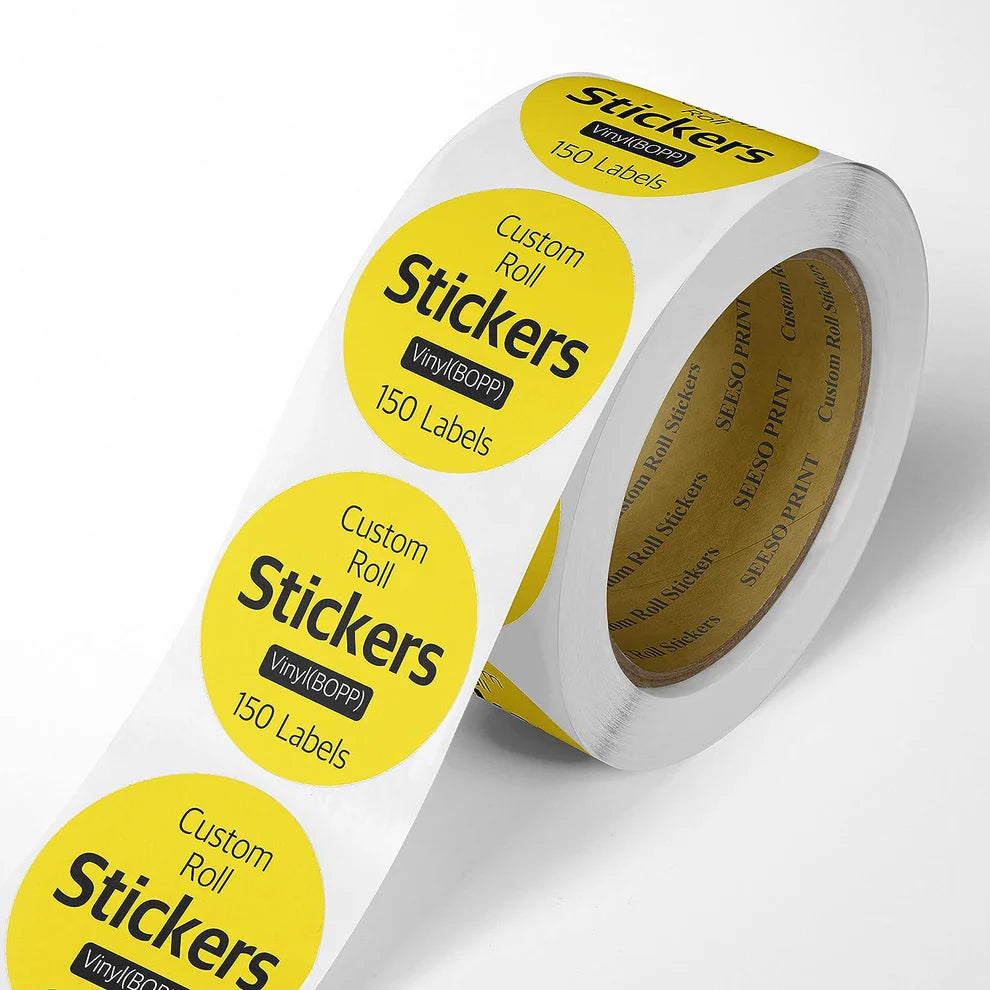 Custom BOPP Vinyl Paper Roll Labels. 8" Round 4ea