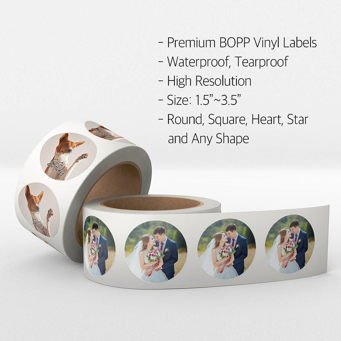 Custom BOPP Vinyl Paper Roll Labels. Any Shape and Any Size - RedPrinting.com