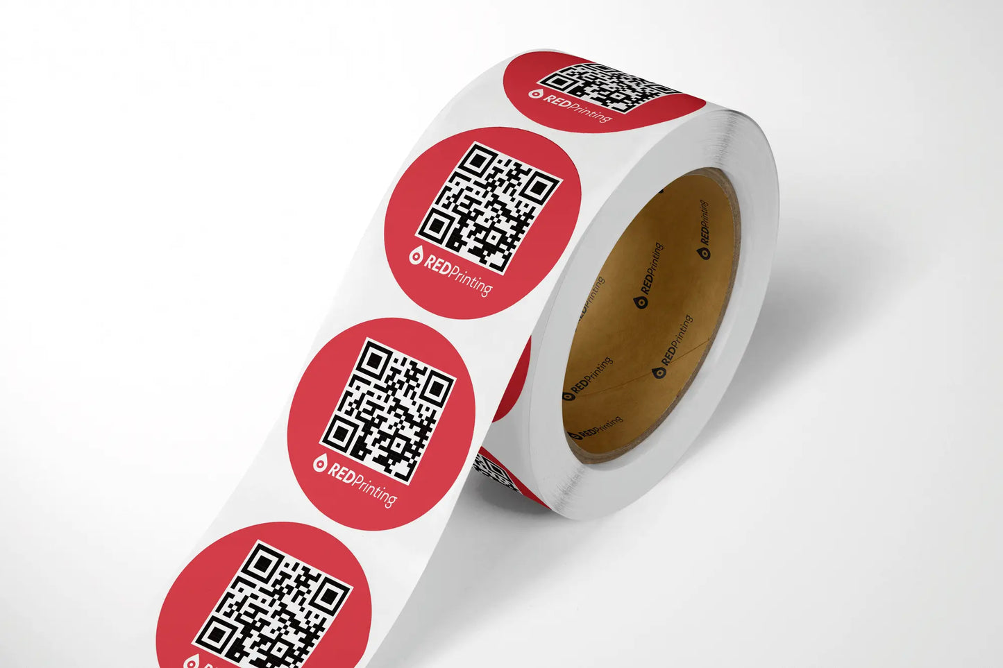 Custom QR Roll Labels Paper Vinyl RedPrinting.com
