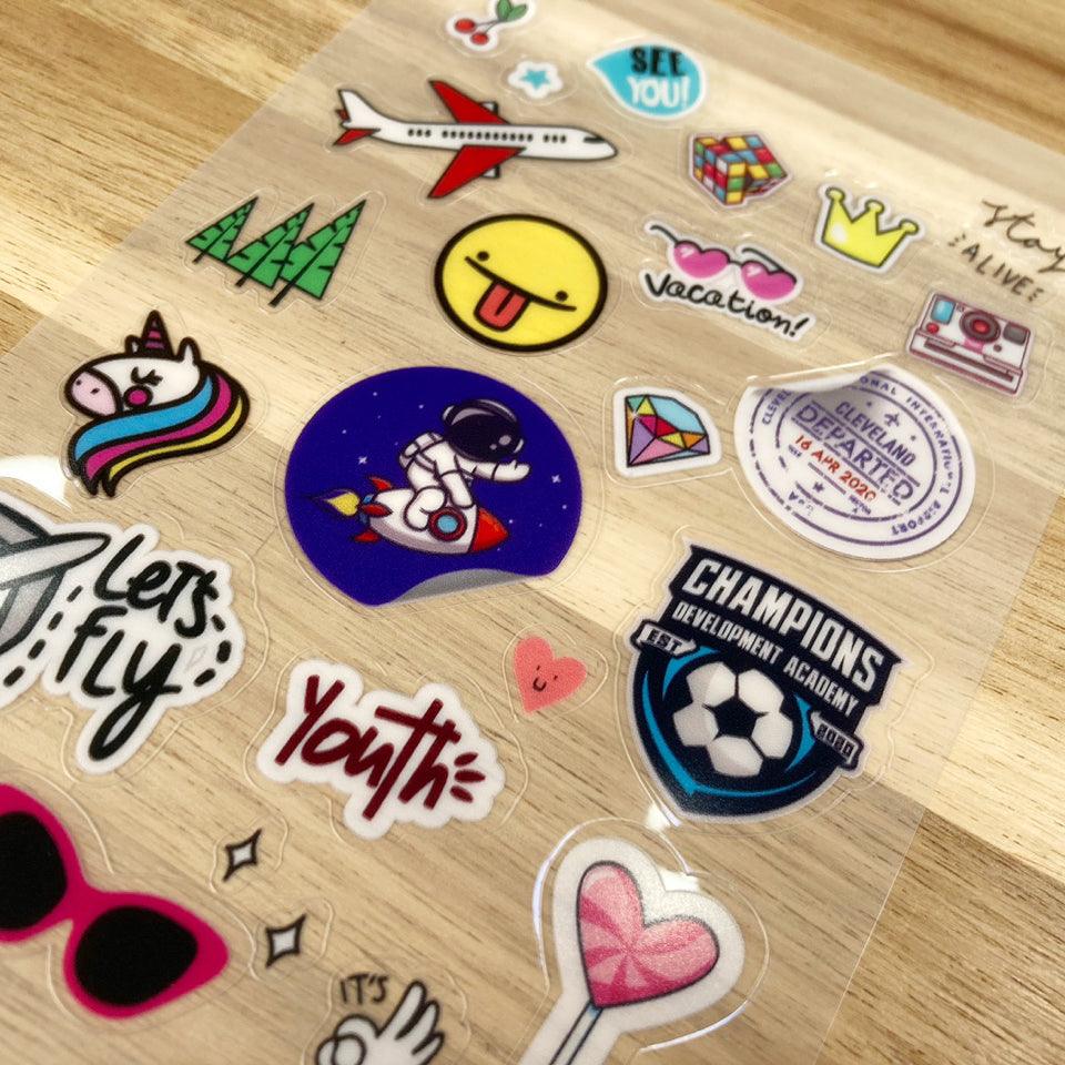 Clear PET Vinyl Sticker Sheet.