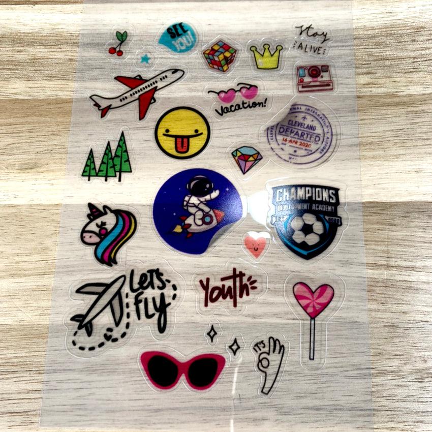 Clear PET Vinyl Sticker Sheet.