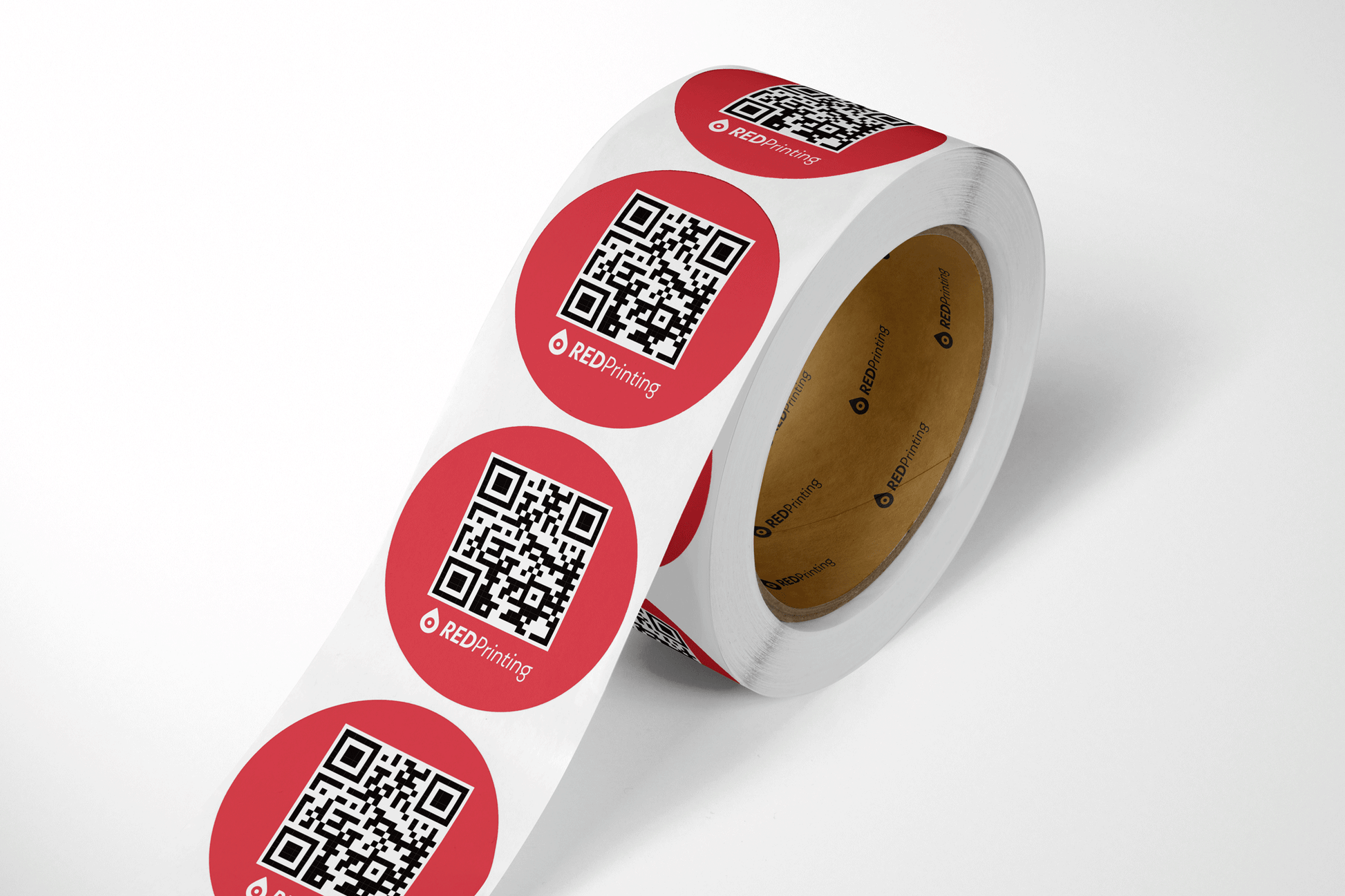 Custom QR Roll Labels Paper Vinyl RedPrinting.com