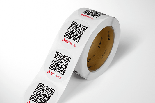 Custom QR Roll Labels Paper Vinyl RedPrinting.com