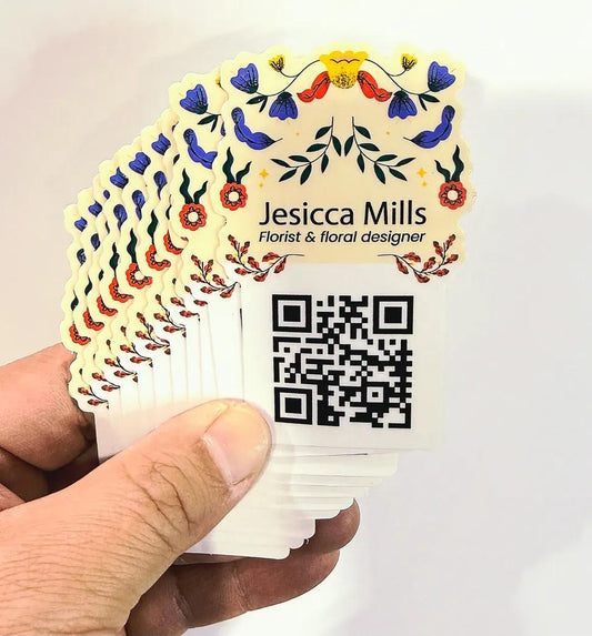 Custom QR Code Stickers 4x2 inch | Die-Cut Removable Vinyl RedPrinting.com