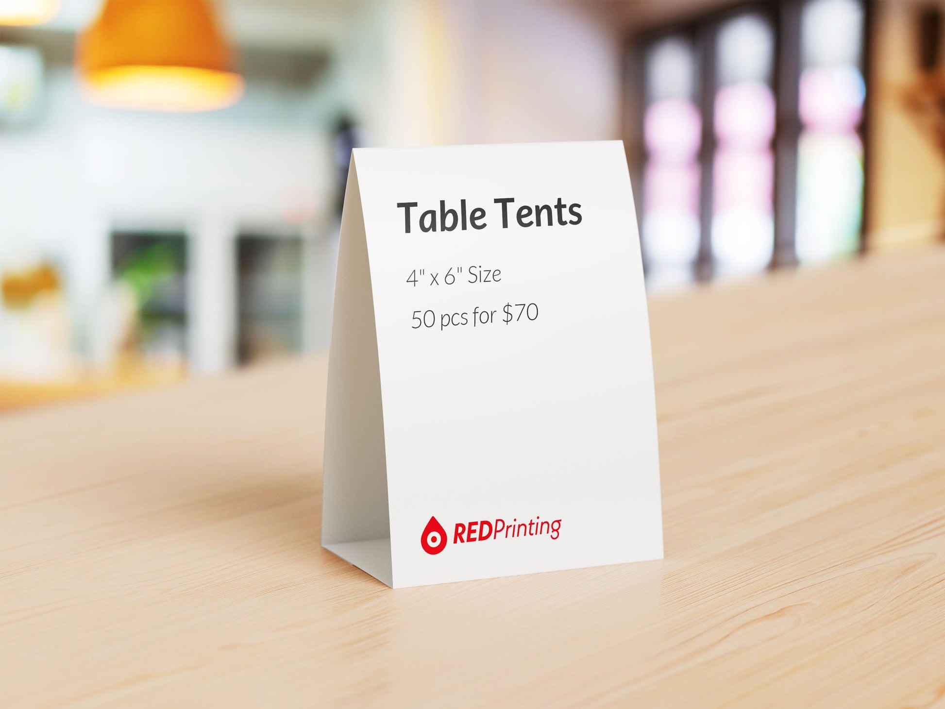 Custom Table Tent Printing - 4x6 Tabletop Displays RedPrinting.com